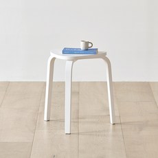 룸앤홈 페블 우드 스툴, 화이트, 1개