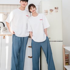 情侶人造絲九分睡褲