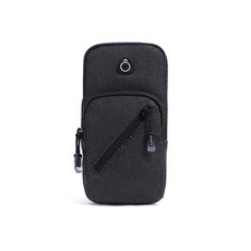 前拉鍊布質運動臂套收納包 RD_755, 黑色的