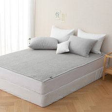 타카타카 내추럴 순면 피그먼트 공감 밴딩 침대 패드, 라이트그레이