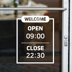 Sweet Space Open Close 24小時標示 商店貼紙 TYPE4, 白色