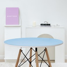 어나더 가죽식탁보 방수 원형, 연블루 + 연보라, 지름 60cm, 1개