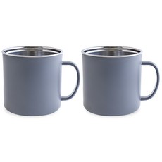 디유 상상앤드 2중 스텐 보온보냉 예쁜 까페 머그잔 430ml, 그레이, 2개