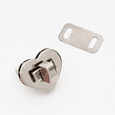 해피베어스 하트 가방 잠금장식 2.5cm, 실버, 1개