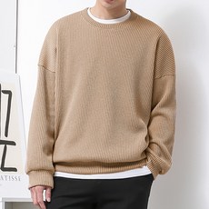 DANGOON 企劃 男款寬鬆版型羅紋圓領彈性長袖針織衫