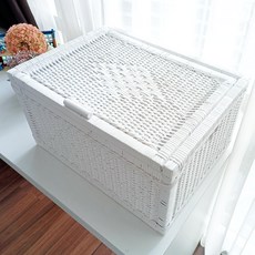 MAISONINDAHRATTANSHOP 高級藤編籃 J091W, 白色, 1個