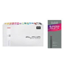 알파색채 브러쉬 마카 B형 + 블렌딩 팔레트 세트, 60색, 1세트