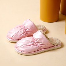 I'M MONG 女款獨特亮面內刷毛拖鞋, 粉色, 1組