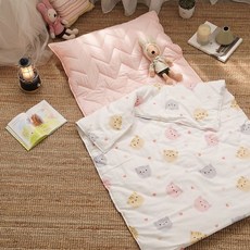 BUHO 布歐 便式天然純棉透氣雙層紗兒童睡墊四季被三件組-台灣製A/B版設計, 可愛貓咪, 睡墊 140 x 70cm + 蓋被 120 x 90cm + 枕頭 70 x 30cm