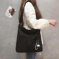 ROJI 簡約帆布斜背包, 黑色