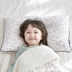 ahtty blanc 兒童棉質枕芯枕套組, 白底兔子款, 1組