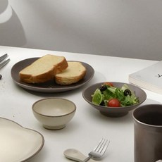 ERATO 韓國製希耶4人碗盤餐具組 22件組, 6種, 深褐色