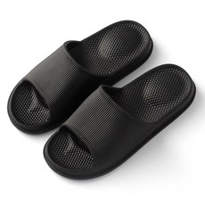 Floz 簡約直條紋粉彩浴室拖鞋 黑色, 1個