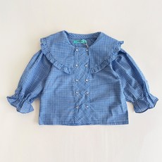 Bienvenue女童水手領格紋襯衫