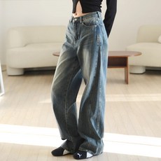 SUBI.JEANS 女款短版側邊開衩寬管牛仔褲