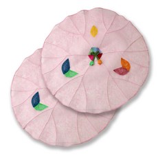 happytool 葉子苧麻拼布餐桌罩 印度粉, 2個