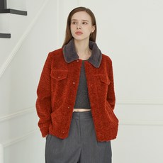 두낫플랜 여성용 배색 디테일 카라 양털 자켓