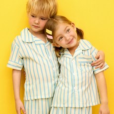 도씨 아동용 실크핏 반팔 카라 잠옷 상하의 세트 D-520