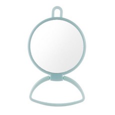 심플 파스텔 컬러 라운드 벽걸이 다용도 접이식 거치대 탁상 거울, 블루