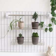 LIVING HAPPY Virtue Nine 不鏽鋼多肉植物掛式層架, 2層, 銀色