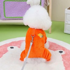 Coco studio 狗狗水果絲絨胸背帶連身衣, 1個, 橘色