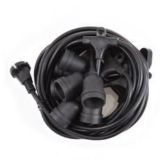 cityo 防水燈泡座繩 10格 11.5m, 黑色