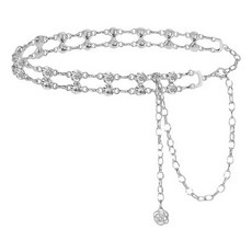 G&Y 雙排水鑽玫瑰鏈條腰帶