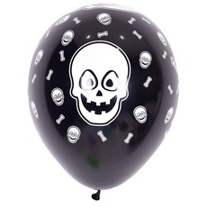 Sempertex 萬聖節氣球 骷髏臉 30cm, 黑色, 50個