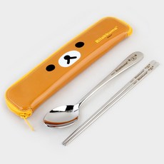 輕鬆熊多款超薄不銹鋼湯匙套裝, 棕色, 1套, 湯匙 + 筷子 + 收納盒