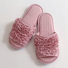 TIERRA HomeTiera 褶邊棉拖鞋, 淺粉色, 1組