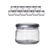 Seoul Package圓形多功能銀色蓋玻璃瓶 400g, 12個, 290ml