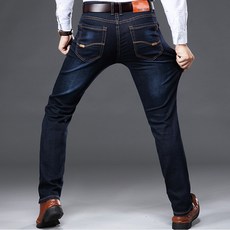 Elsso 男士大尺碼修身日常休閒丹寧長褲