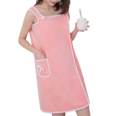 Kkuji 背心式按扣毛巾浴袍 80 x 135 cm, 1個, 粉紅色