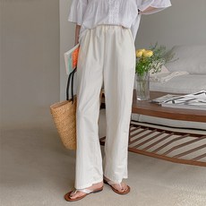 Dearlola 女款沙沙感寬版鬆緊長褲