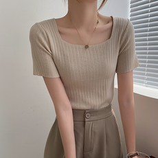 Awesomeful 女款 Pechenari 方領短袖針織衫 A26SMKN031226