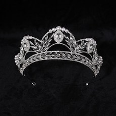 Luna Glam 珍珠寶石花朵裝飾自助婚禮皇冠 WT343, 銀色, 1個