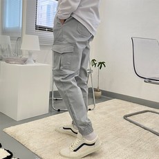 男士彈性腰圍束口工裝褲