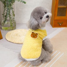 DING DONG PET 寵物胸背帶刷毛熊T恤, 黃色, 1個