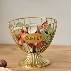 올하이 잔 스타일 스틸 커피 캡슐 수납 보관함, 1개, 원형골드