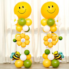 피앤비유니티 파티 스탠드 기둥풍선세트 2입, 14옐로우스마일꿀벌, 1세트