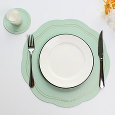 루시아이 북유럽 가죽 식탁매트 4p, 민트, 34.5 x 34.5 cm