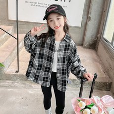 Starbean 女童基本款格紋長袖襯衫