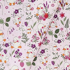 르우홈 대폭 20수 면 패브릭 원단, 오리꽃동산핑크, 1개