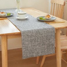 바른리빙 린넨 테이블러너, 연그레이, 1개, 30 x 210 cm