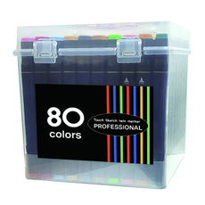 雙頭雙端繪畫麥克筆PP盒套組, 80色, 1套