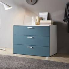 비앙스 터쿼이즈 폭 넓은 서랍장 방문설치, 화이트, 3단