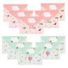 The Somssi 貓咪折疊信紙2款組, 綠色, 粉紅色, 5套