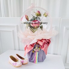 러블리팜 터지지 않는 매직 꽃풍선 보자기형 동백장미 25cm + LED조명 + 용돈홀더 10p + 용돈비닐 30p + 노리개 + 쇼핑백 + 레터링 시트지 기념일, 보자기형_동백장미_피치, 블랙, 1개