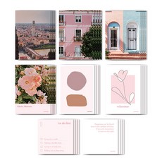 pawpaw paper 情感室內明信片套組, 粉色的, 4套