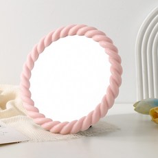 Cusso 感性風圓形電鍍桌上型化妝鏡, 粉色